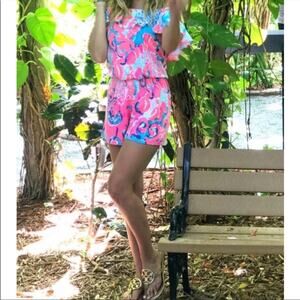 Lilly Pulitzer Klea Ruffle Romper - Coral Reef - I'm So Jelly